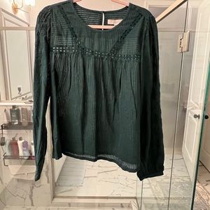 LOFT Emerald Crochet Blouse - NWT!